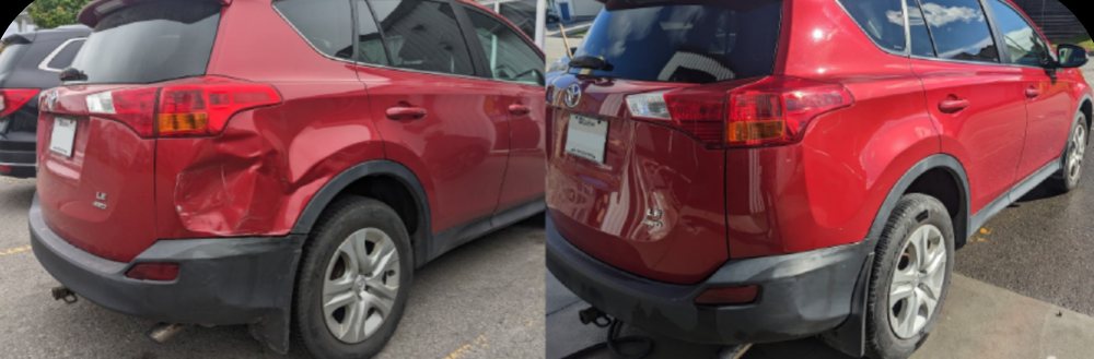 Dented rear fender, then repaired